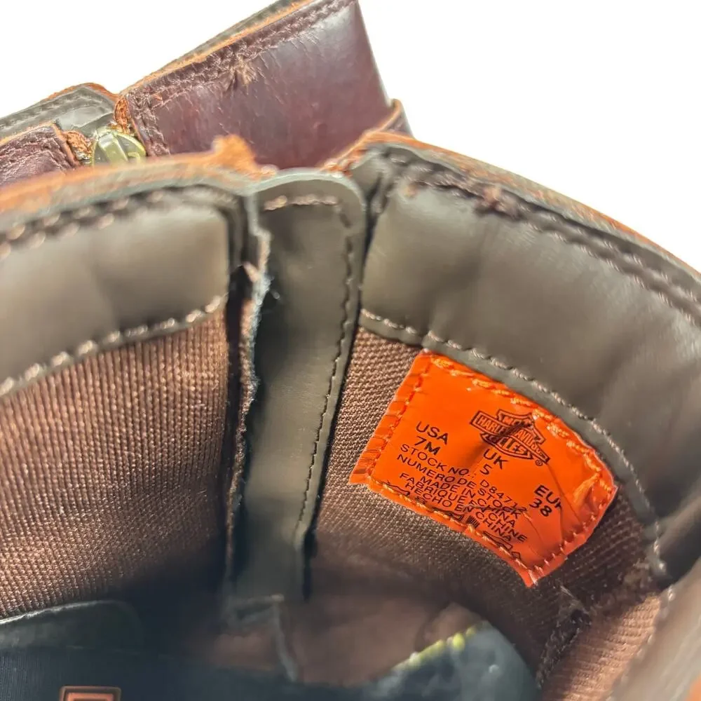 Harley Davidson Women's Brown Lalanne Double Strap Motorcycle Boots Block Heel 7 - Picture 9 of 9